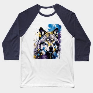 Ink Splatter Wolf Baseball T-Shirt